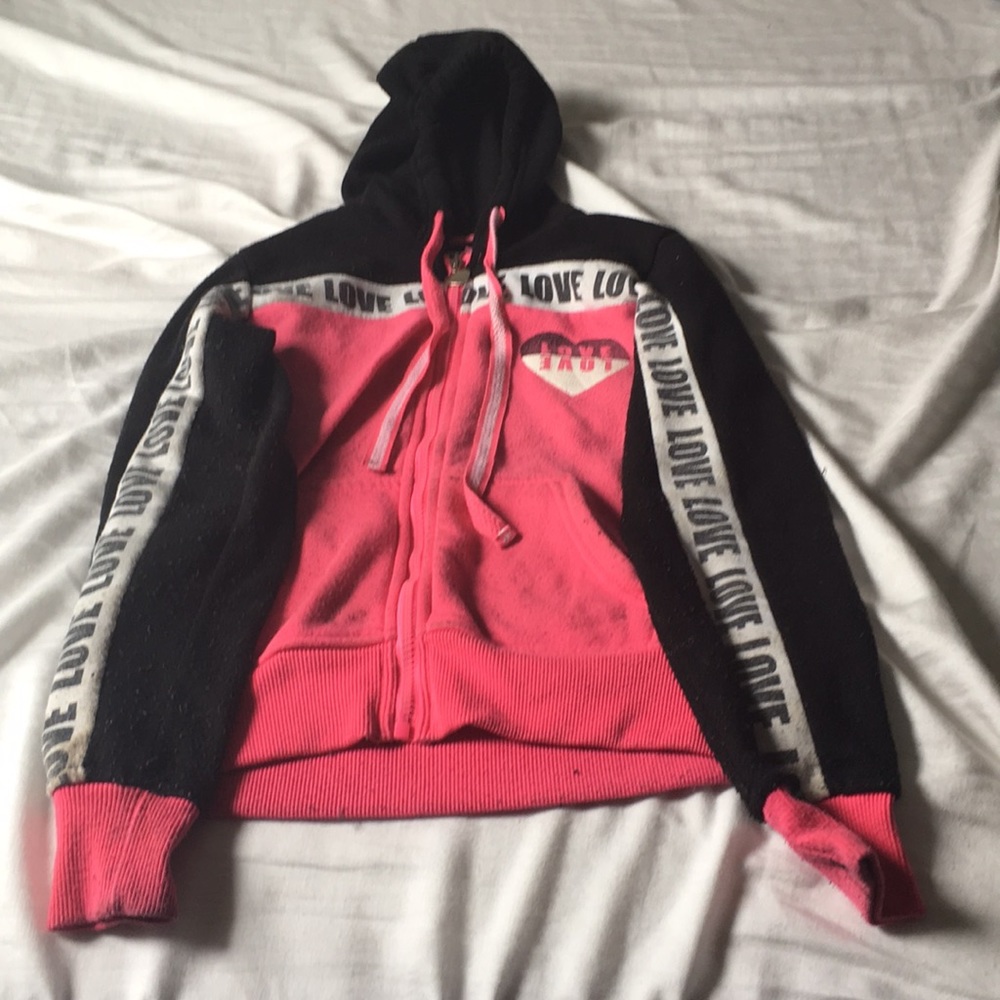 Pink, black and, white love jacket